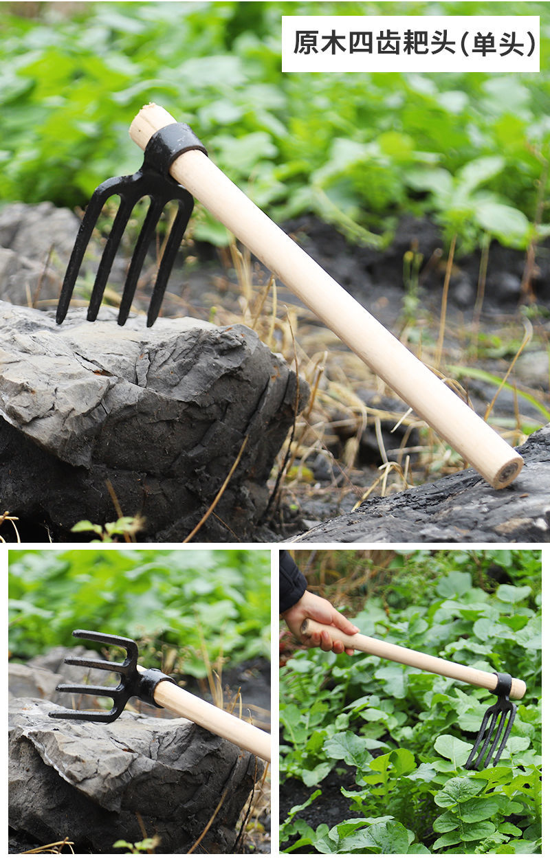 镐头带柄木柄种菜除草挖松土地家用多功能农用全钢翻土隆鼎大羊镐双头