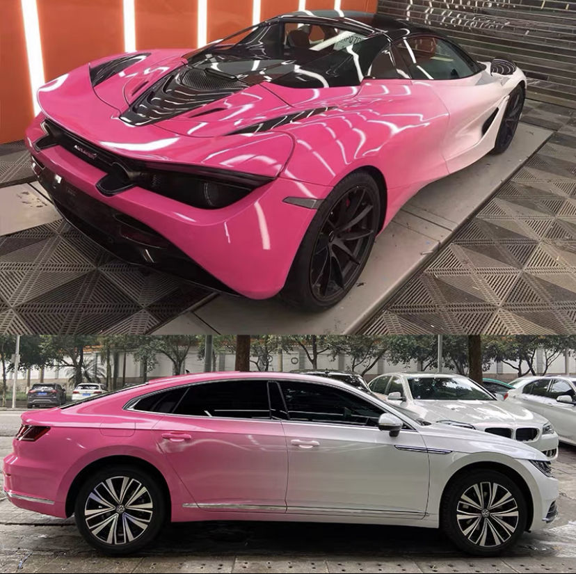 汽车改色膜车身贴膜车衣膜马卡龙樱花粉渐变全车膜渐变色整车定制 包