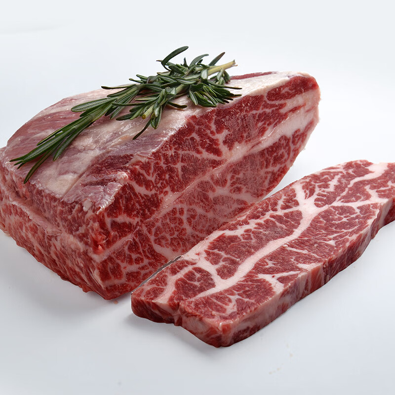 安格斯谷饲牛小排整块6斤左右 拍1个不发 切割有损耗 整块不切