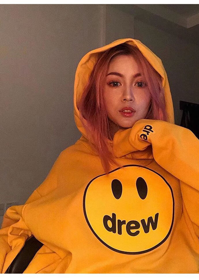 drewdrew笑脸贾斯汀比伯宽松潮牌fog高街春夏男女同款套头连帽卫衣男