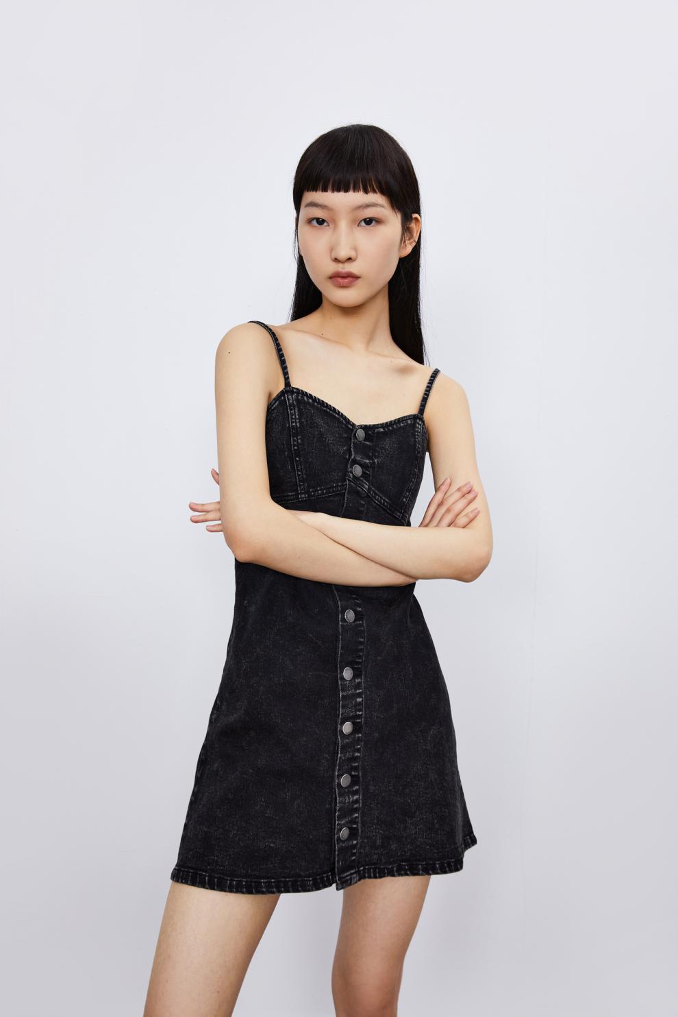 ur2021夏季新品青春女装牛仔宝藏连衣裙yv15rbnn2001 中灰 s