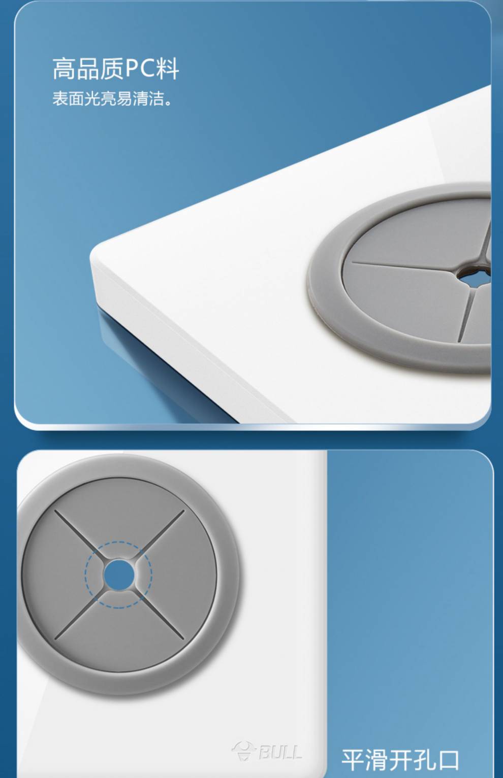 空白面板带孔 空白面板开关插座86型家用装饰白板带出线孔堵洞电视