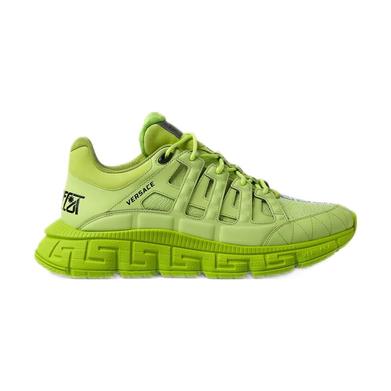 versace范思哲男士运动鞋老爹鞋trigreca印花小牛皮橡胶鞋底绿色39
