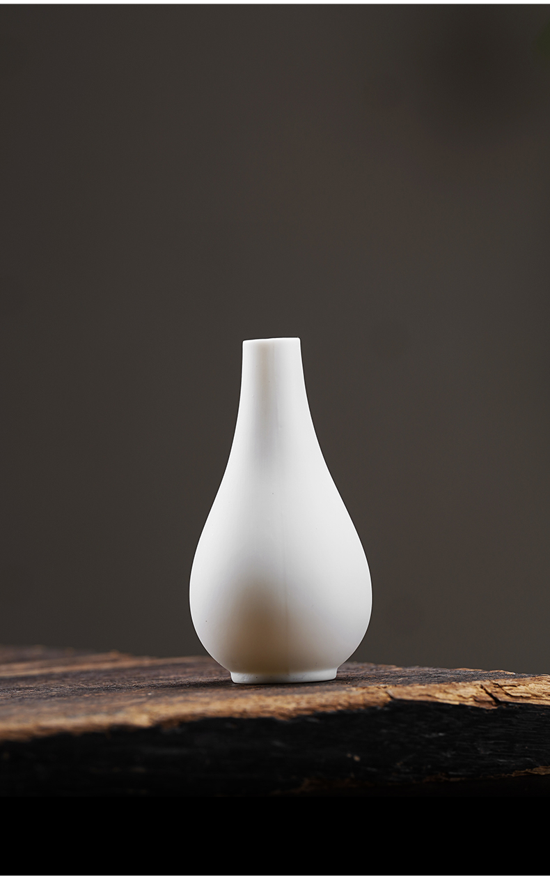 迷你花瓶小瓷瓶新中式白瓷小花器 陶瓷花瓶禅意绿萝铜钱草花插白色水