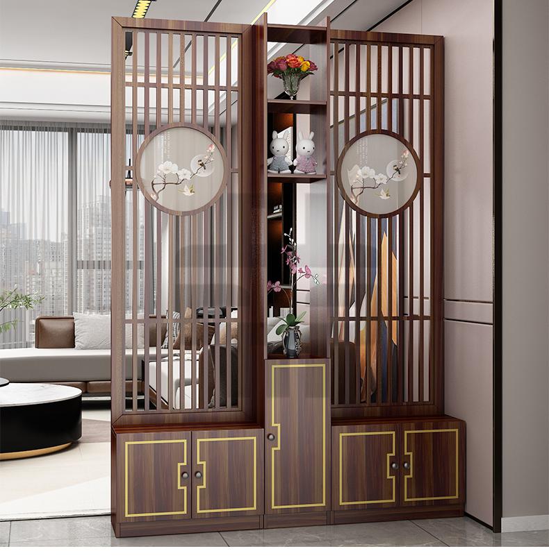 邦兴晖屏风隔断客厅新中式玄关柜实木格栅入户遮挡装饰镂空轻奢卧室
