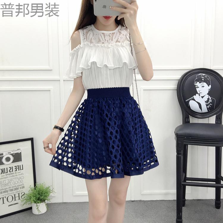 微胖女人春夏季女装下半身裙子短裙夏天时尚短装短款半身裙欧根纱网纱