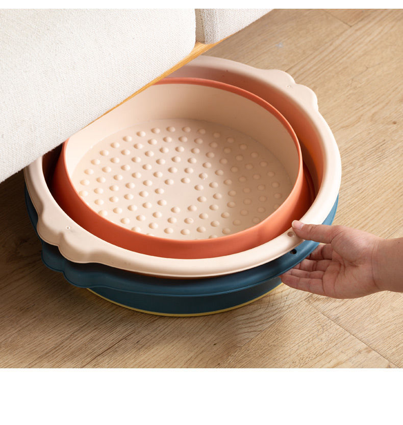 可折叠足浴盆家用节省空间塑料按摩洗脚盆过小腿过膝高泡脚桶盆子1