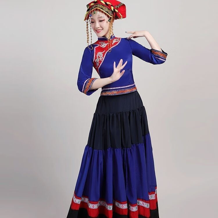 云南少数民族服装彝族女大摆裙七月火把节七彩衣服凉山舞蹈演出 720单