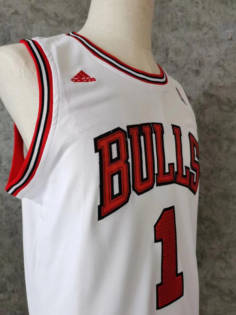 nba同款公牛队1号罗斯白色球衣nba球衣男女通用 红色 公牛罗斯1号 s