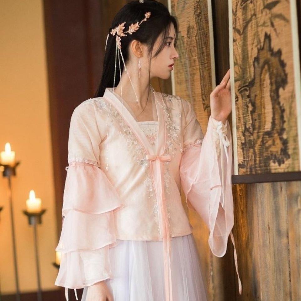 古装汉服女款霸气如意芳霏鞠婧祎唐朝女襦仙女服贵妃侠女演出服 红色