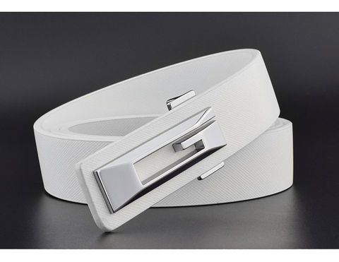 闽喃哥白腰带腰带男青少年韩版裤带细皮带男士白色仿真皮休闲窄款裤带