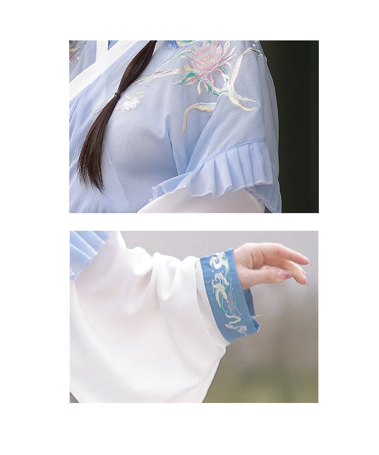 汉服女成人仙气原创汉服女【白鹭】晋制半臂中国风交领齐腰襦裙春夏