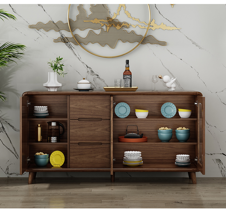 上门安装硕德林餐边柜现代新中式实木餐厅备餐柜多功能收纳柜客厅茶水
