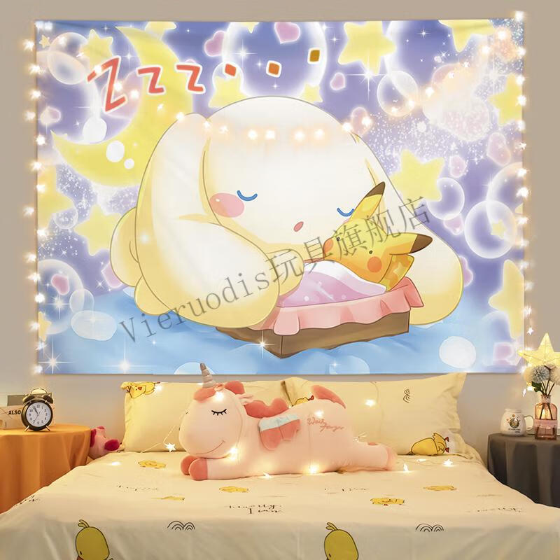 vieruodis玉桂狗美乐蒂背景墙布画布床头布ins可爱系温馨房间装饰挂布