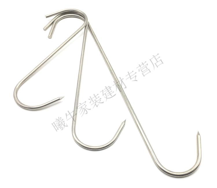 10个装不锈钢s型钩子晒腊肉的挂钩尖头香肠s勾挂肉鸡鸭实心加粗小号尖