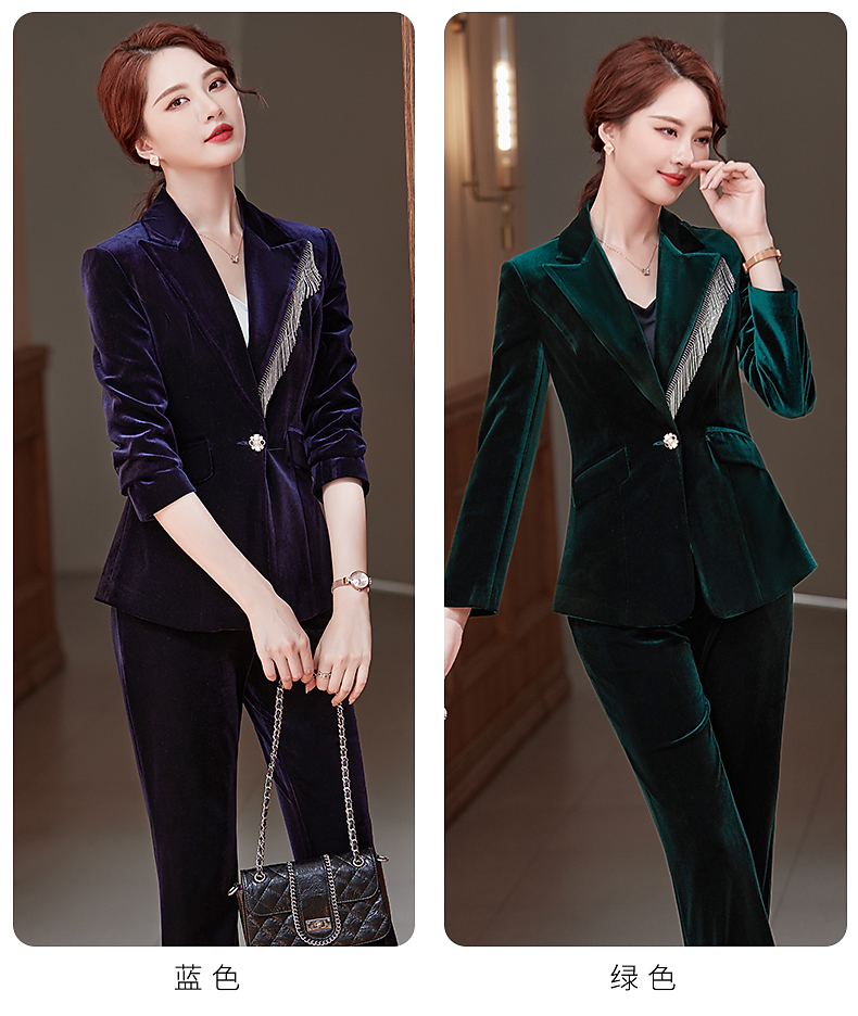 佳昭酒红色金丝绒西装外套女春秋2021新款长袖时尚设计感高端洋气职业