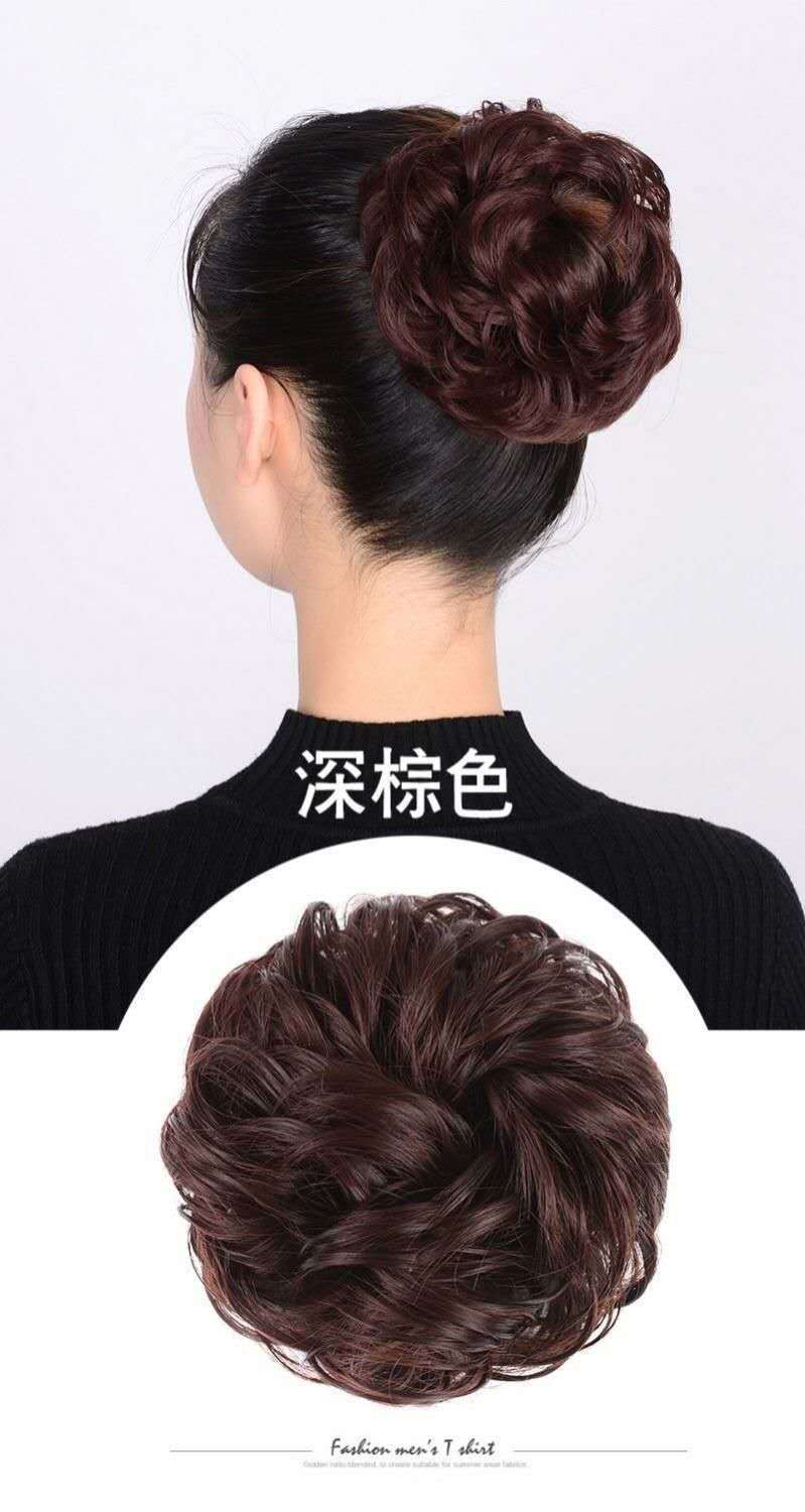 丸子头盘发器假发发饰假发圈蓬松无痕假发包头花女盘头网红花苞全真发