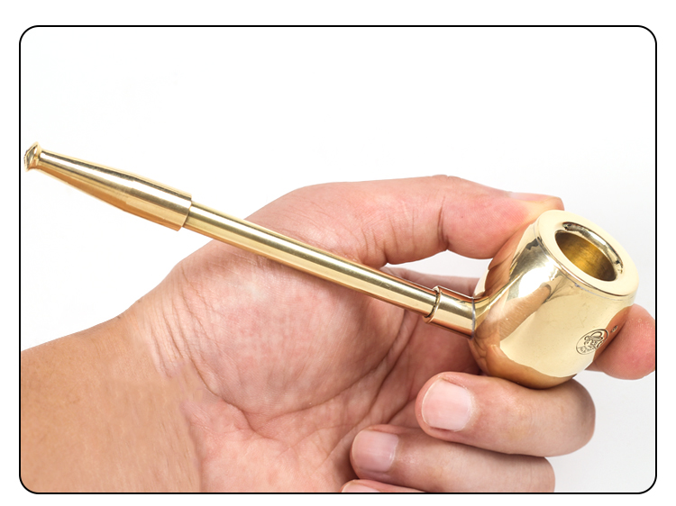 大力水手加厚铜烟斗直式老式旱烟斗烟丝用直通型便携烟斗男士 款式一