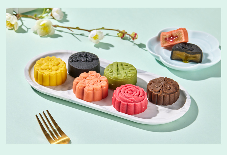 中秋月饼桃山皮月饼多口味爆浆流心日式网红零食糕点小月饼散装 樱花