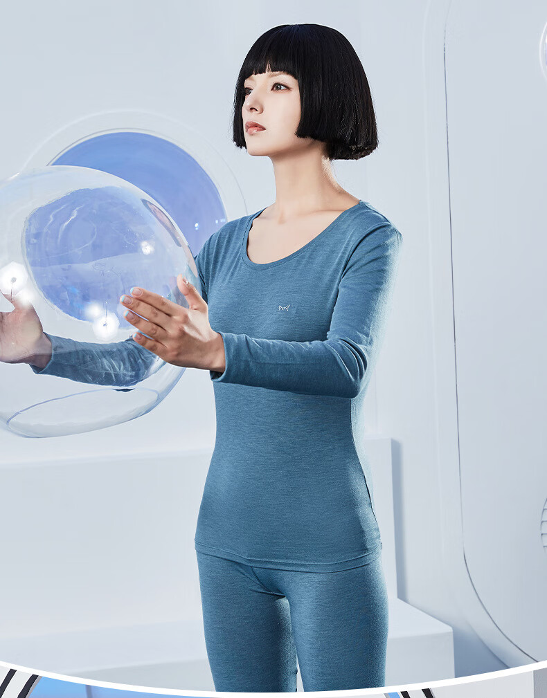 猫人(miiow)保暖内衣套装男款秋冬季美雅碧发热丝负离子修身舒适秋衣