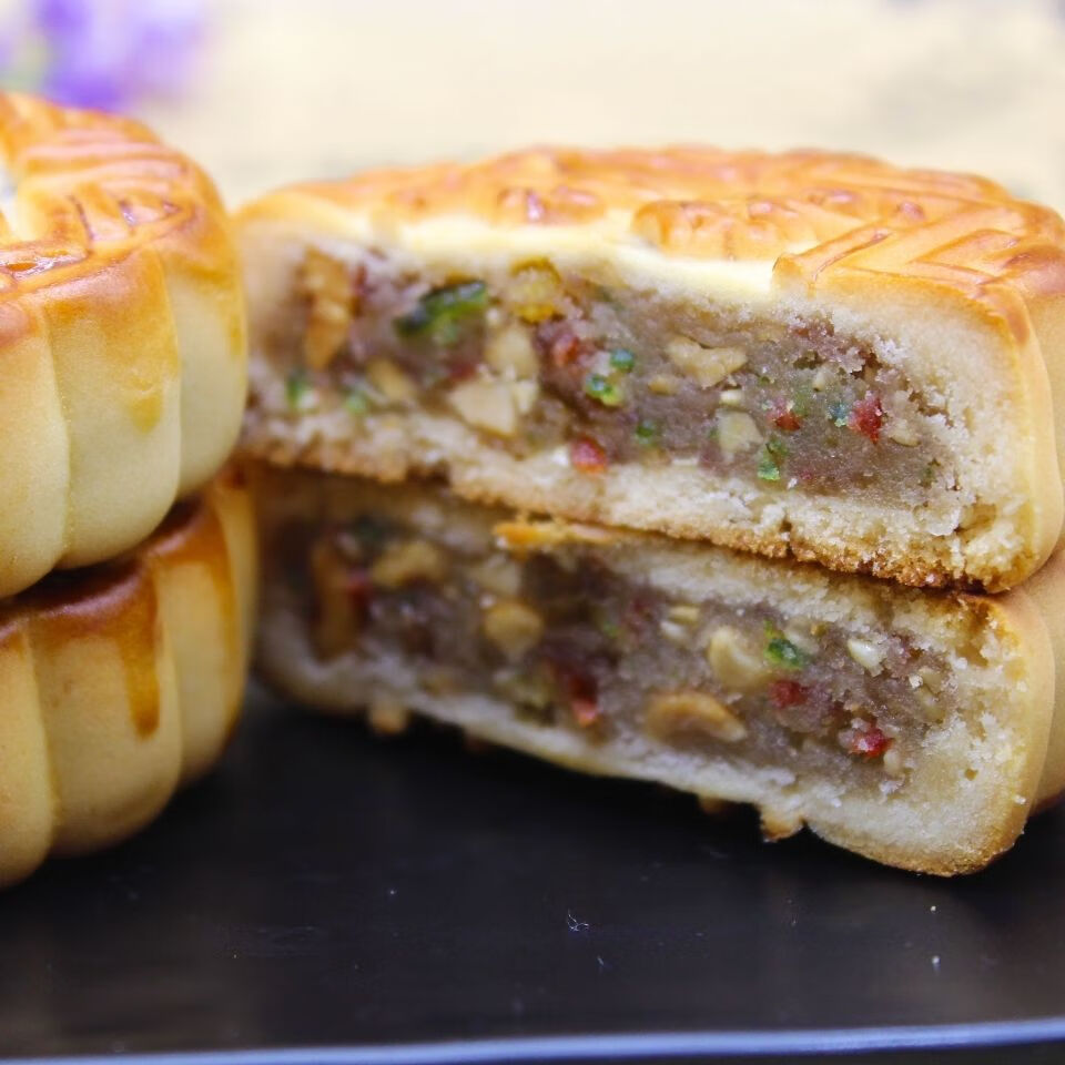 老闫家 佳木斯食林多口味月饼东北特产老式什锦青红丝葡萄450克传统