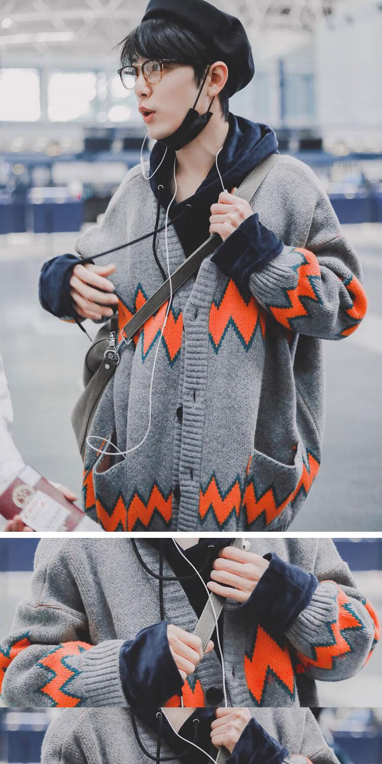 香港老爷车肖战同款衣服毛衣男女外搭宽松慵懒风中长款针织情侣开衫