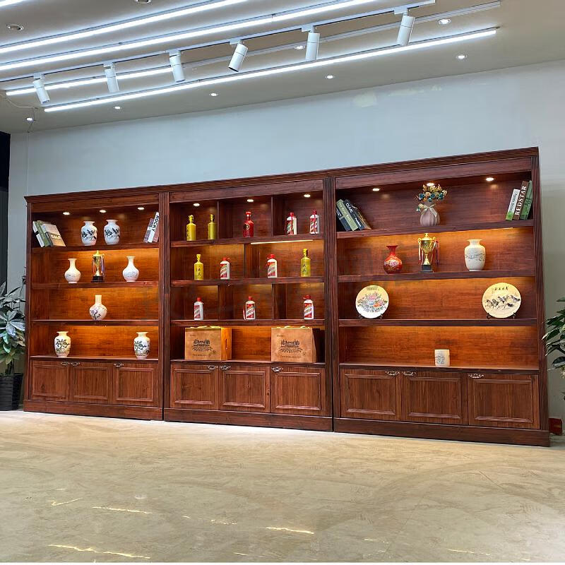 高档白酒展示柜复古展示柜茶叶玉器白酒收藏柜产品组合展示架陈列架