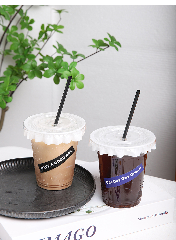 网红生椰拿铁杯子冰美式自制咖啡杯一次性pet冷饮奶茶外卖打包杯 400