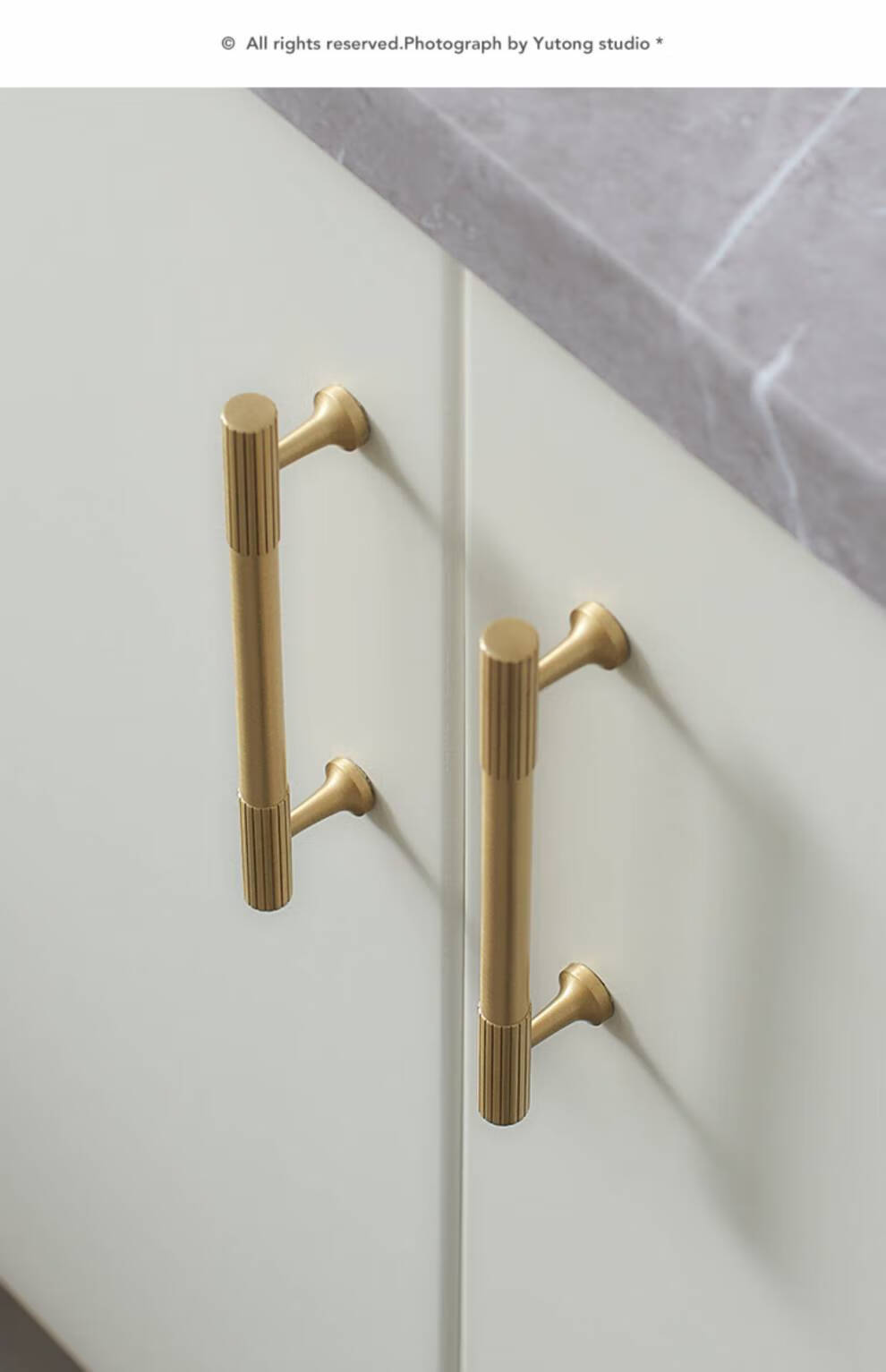 轻奢法式门把手 黄铜法式轻奢拉手现代简约抽屉橱柜衣柜门金色纯铜