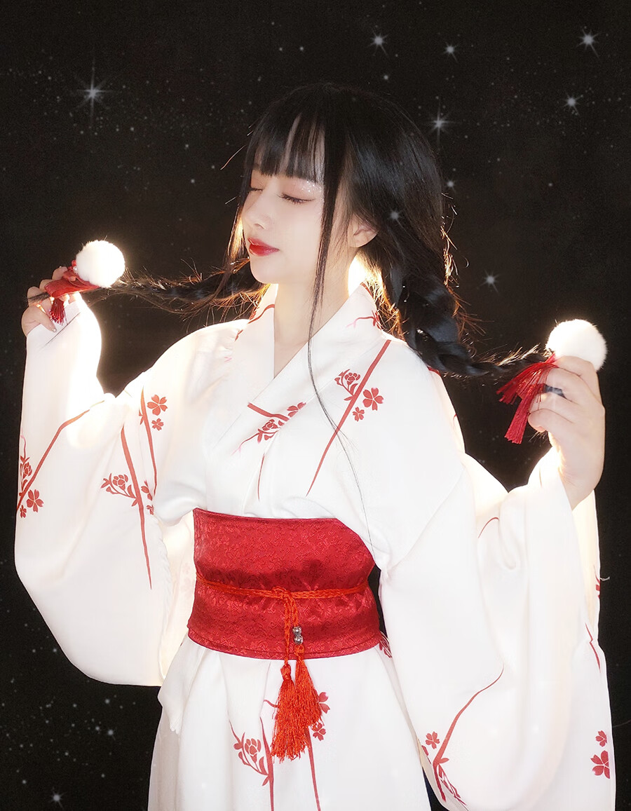 京享好物神明少女和服女日式浴衣正装樱花改良套装日系和风影楼复古