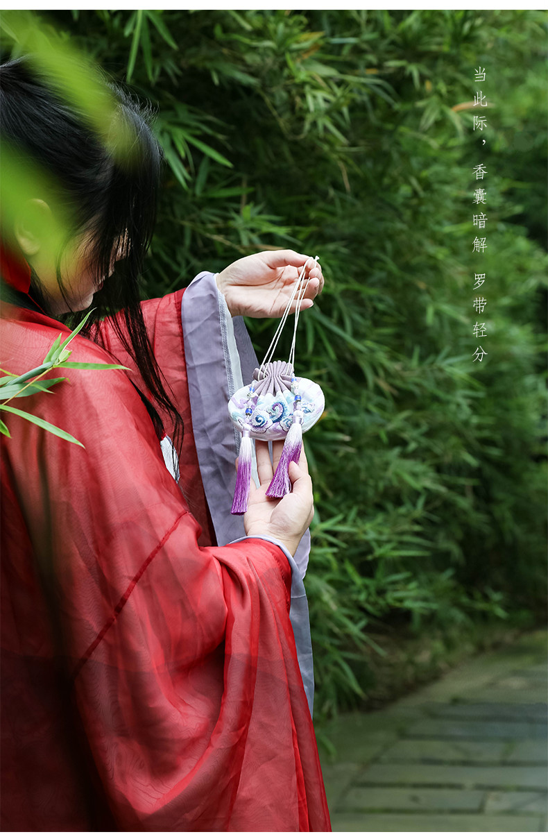 刺绣diy初学自己绣汉服古风绣花香囊包袋挂件手工刺绣荷包材料包花影