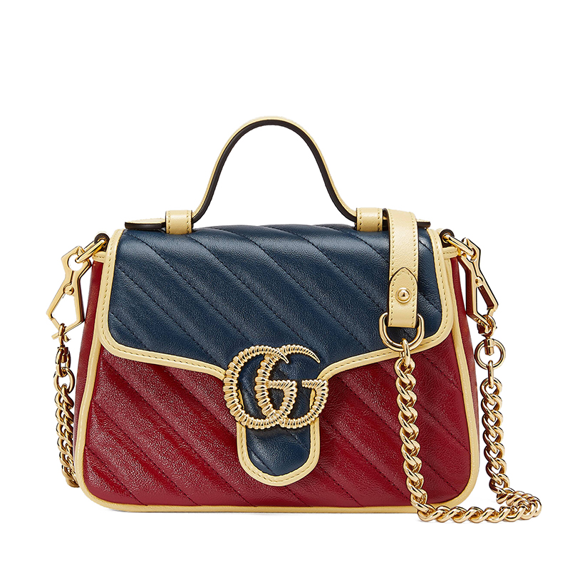 【包税】gucci/古驰 2021春夏新款 gg marmont系列 女士迷你蓝色/红色