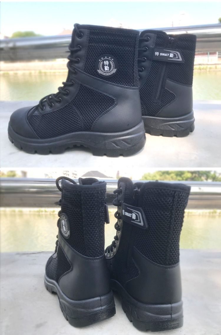 道花途保安鞋执勤鞋男靴黑色作训鞋春夏作战靴高帮战训鞋子执勤靴升级