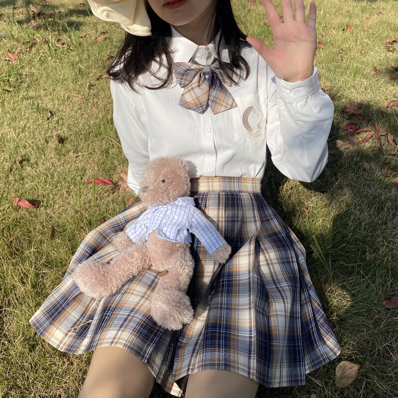 jk制服少女青野裙兔缝缝奶兔校供感格裙套装电竞毕业礼情人节限定青野