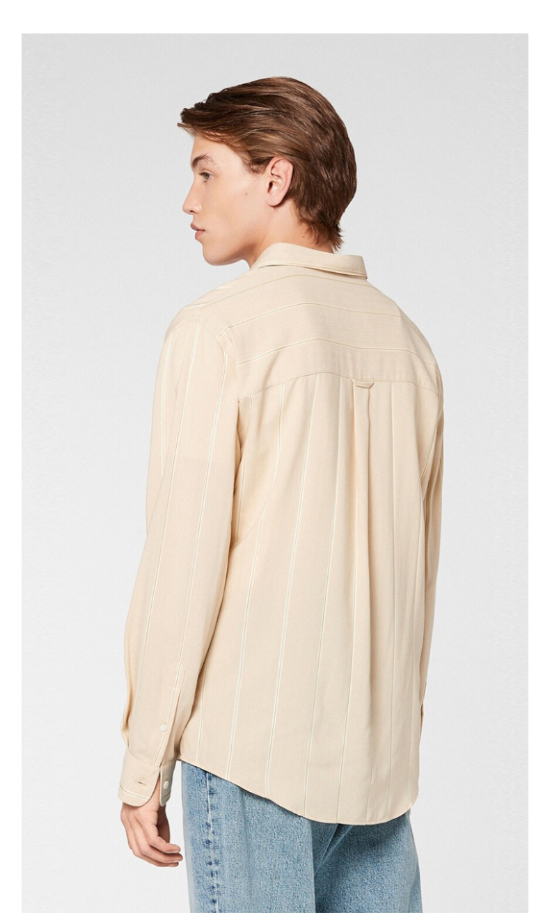 【618进行中】ami paris 男士简约舒适条纹长袖衬衫 252米色/白色 39