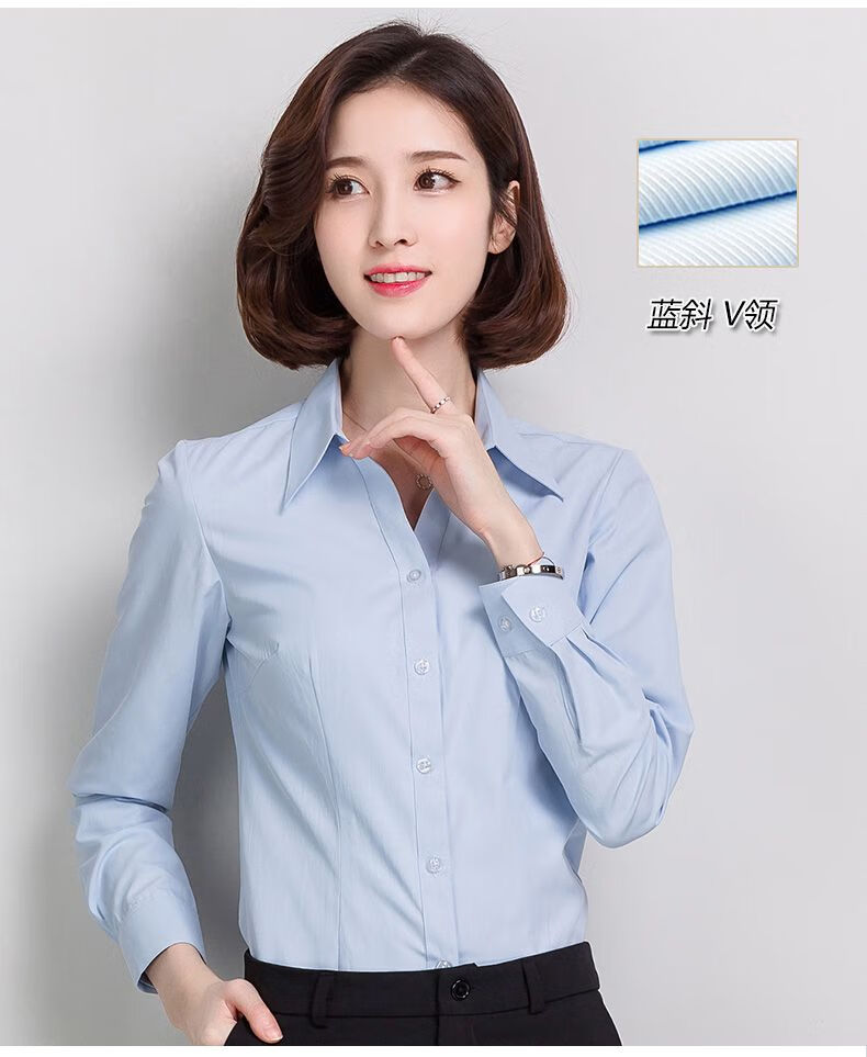 短袖衬衫女职业春夏2022新款v领黑色正装工作服气质衬衣f11短袖纯白
