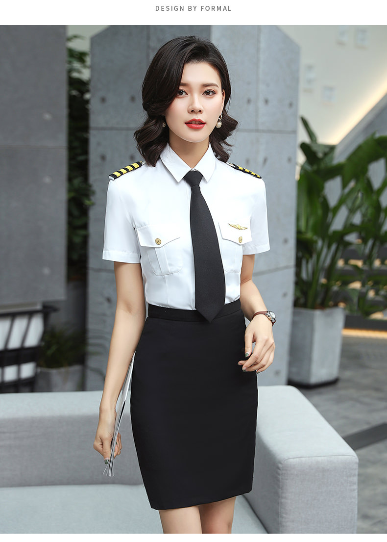空少制服衬衫男半袖短袖机长女飞行员酒安保航空机师空乘服衬衣 女款