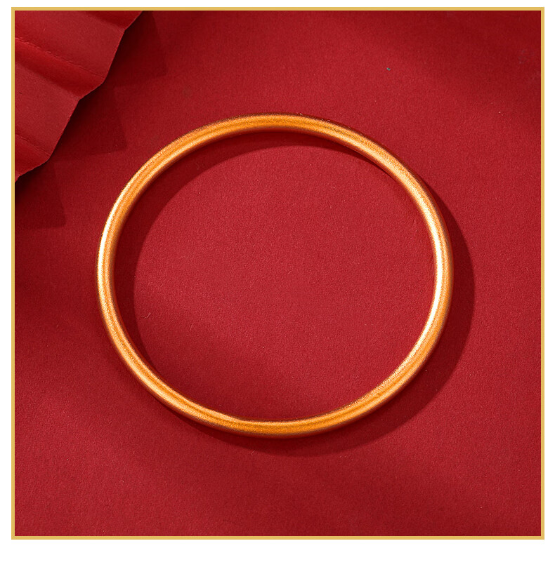 老凤凰999足金古法金手镯3d硬金磨砂手环黄金素圈婚嫁传承系列金镯子