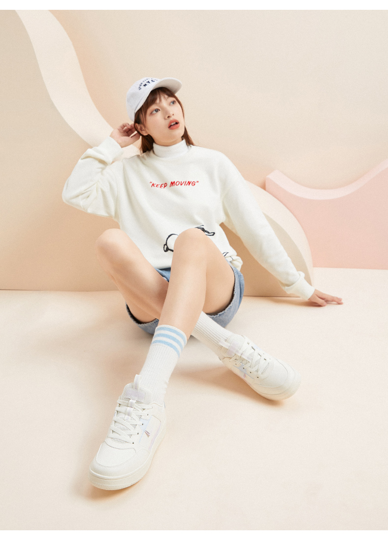 安踏厚底板鞋女鞋小白鞋女新款学生时尚潮鞋旗舰撞色跑步鞋运动鞋休闲