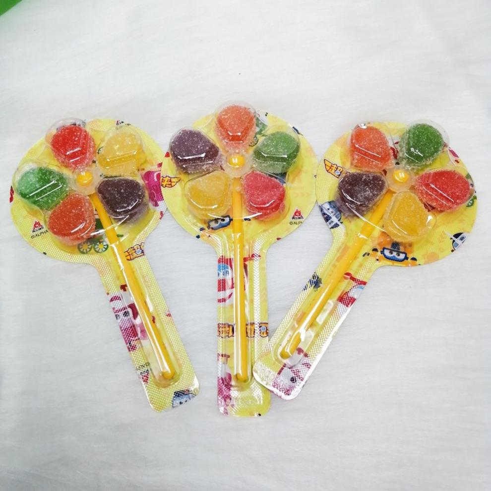 风车糖5彩风车果町软糖造型棒棒糖凝胶糖果水果味整合 六盒(共180支)