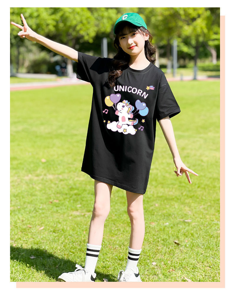 奥圣特儿童体桖6-16岁小女孩子夏装短袖韩版10岁少女生t恤半袖洋气