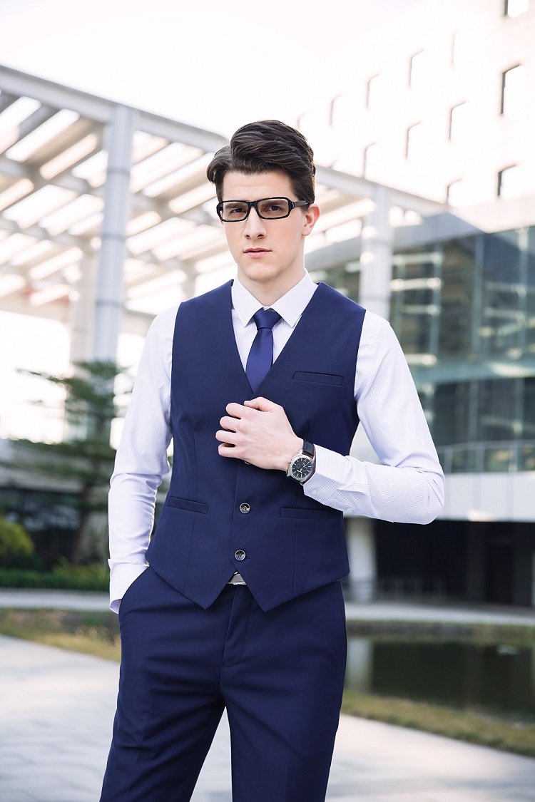 凯迪拉克4s店工作服夏季4s店工装蓝色马甲男女销售顾问上班办公马夹