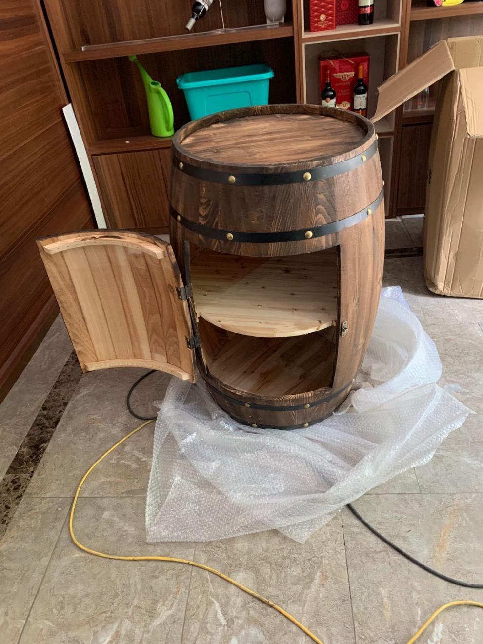 橡木桶空桶网红酒桶储物柜开门橡木桶酒柜装饰木酒桶红酒桶酒庄酒吧