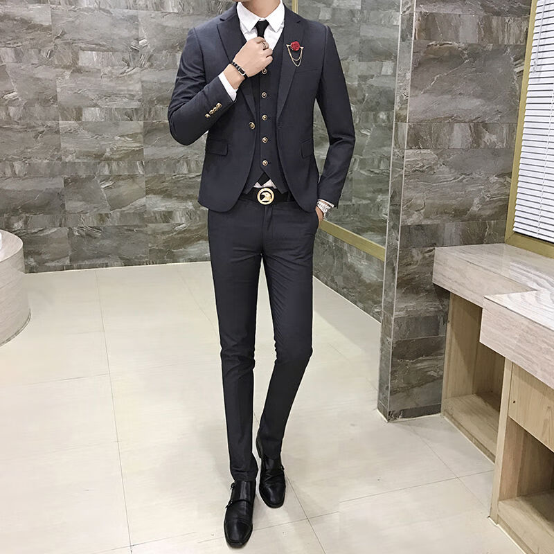十八岁成人礼服男生男模小西装一套装夏季司仪成人主持人服装新郎婚礼