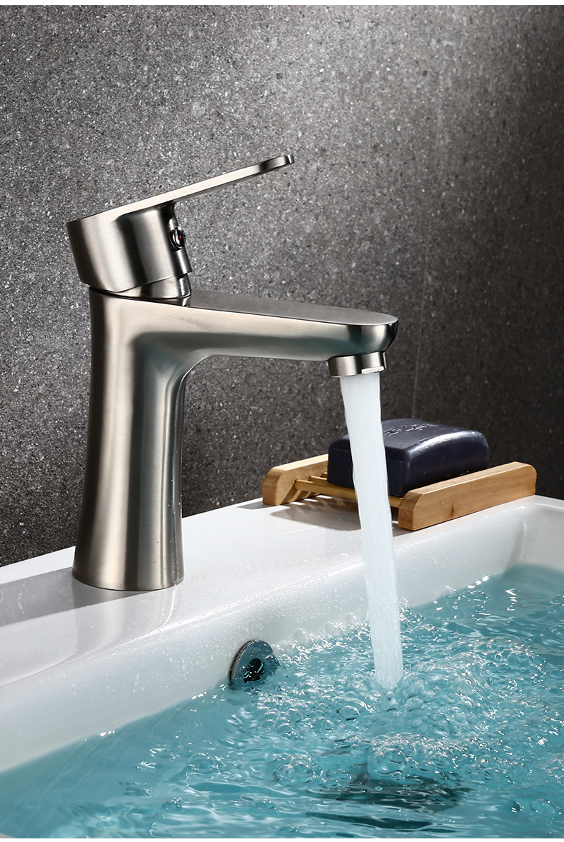 定制304不锈钢水龙头加高单冷面盆家用卫生间洗手洗脸盆冷热台盆龙头