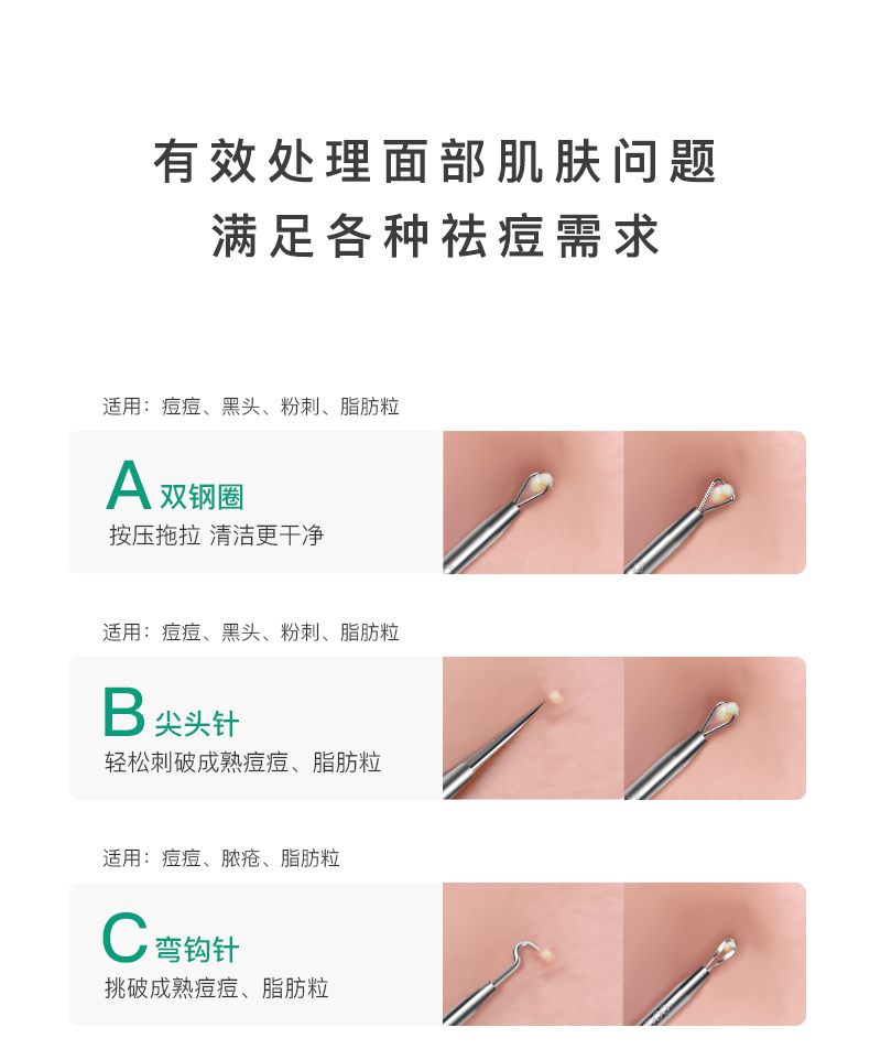 粉刺针套装刮黑头针清闭口套装美容院专用细胞夹去暗疮挤痘痘工具镊子