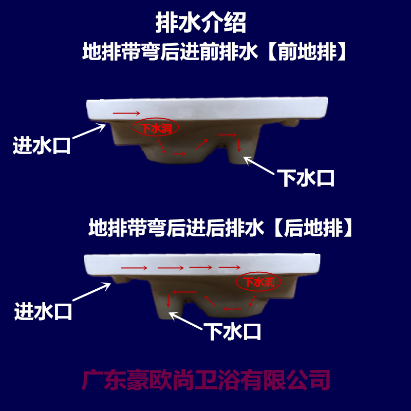 薄款蹲便器19公分蹲坑後橫排前橫排帶存水彎便器左右側排蹲廁池側右排