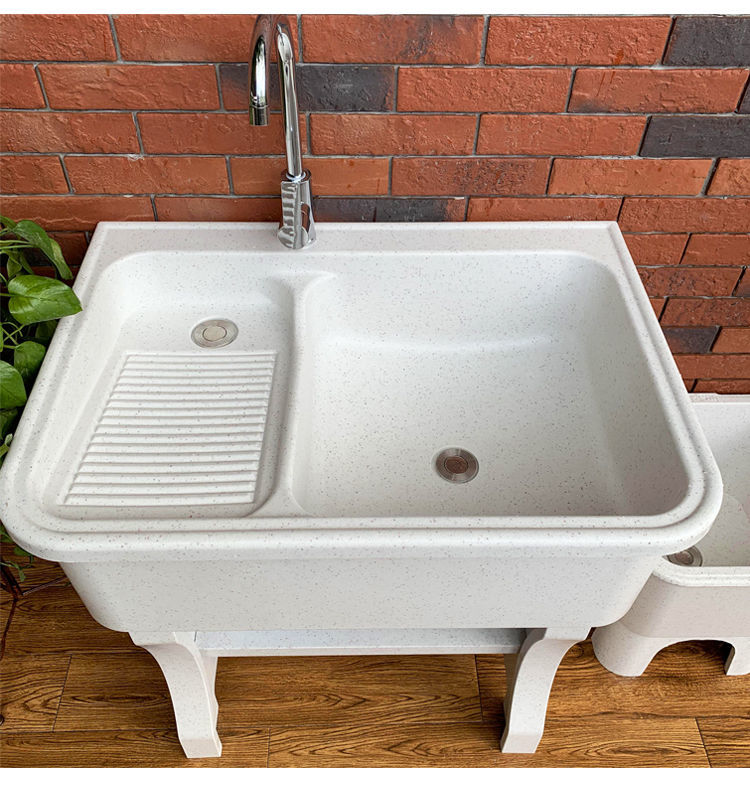 石英石洗衣池带搓板石材洗衣盆石头整石一体洗衣池阳台家用洗衣槽 85*