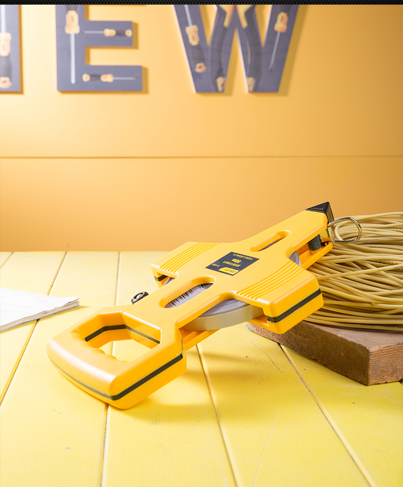 得力(deli)长钢卷尺50米皮尺100米皮卷尺米尺架式纤维尺大卷尺手提