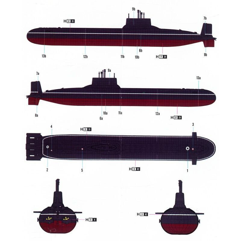 台风潜艇拼装 拼装潜艇 1/700 俄罗斯海军台风级战略核潜艇87019 模型
